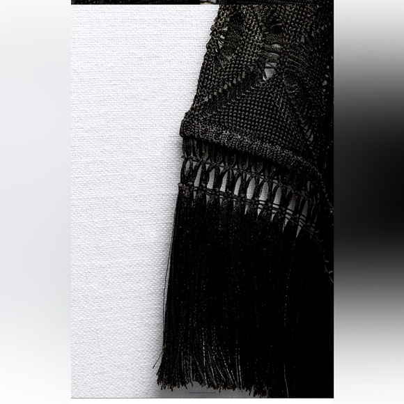 ZARA FRINGED OPEN KNIT CARDIGAN - Picture 13 of 15